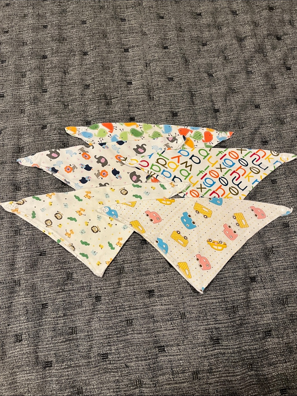 Set of 5 Baby Bandana Bibs in Multi-Color Prints